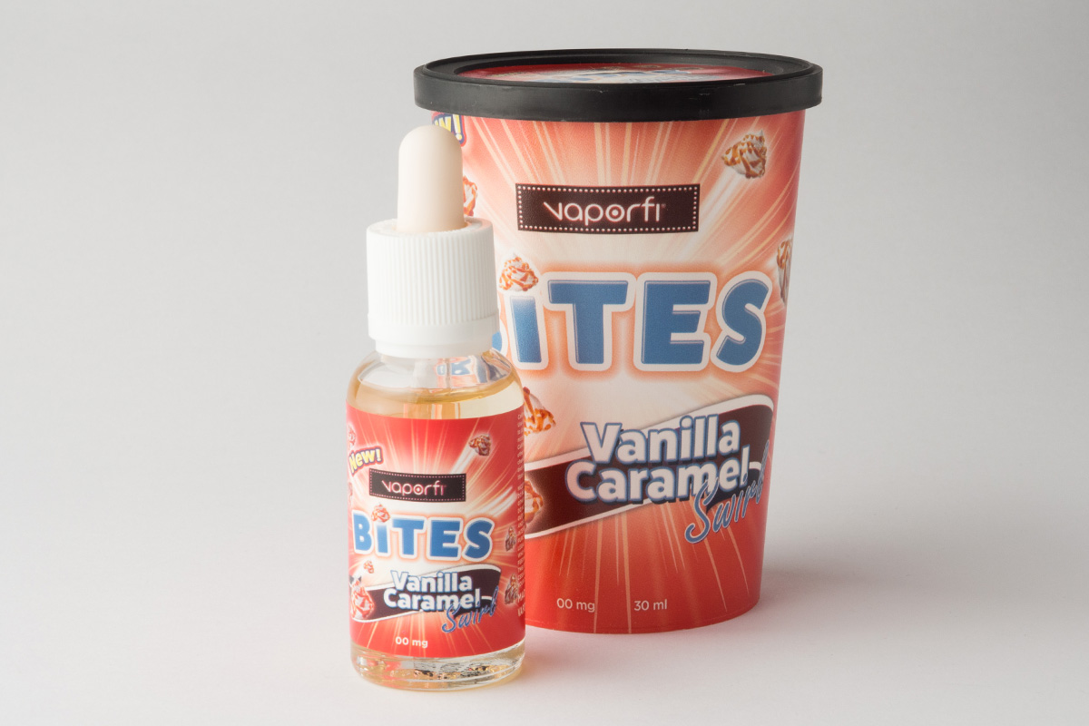 【リキッド】Bites Vanilla Caramel Swirl「バイツ バニラキャラメルスワール」 (VaporFi/ベイパーファイ）　レビュー